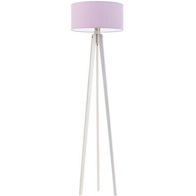 LYSNE Nowoczesna lampa stojąca LED do sypialni z abażurem Miami, 60 W, E27, jasnofioletowo-biała, 148x40 cm LYSNE Nowoczesna lampa stojąca LED do sypialni z abażurem Miami, 60 W, E27, jasnofioletowo-biała, 148x40 cm