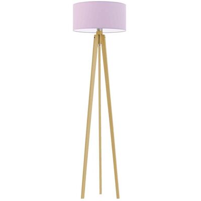 LYSNE Skandynawska lampa stojąca do salonu LED z abażurem Miami, 60 W, E27, jasnofioletowo-dębowa, 148x40 cm LYSNE Skandynawska lampa stojąca do salonu LED z abażurem Miami, 60 W, E27, jasnofioletowo-dębowa, 148x40 cm