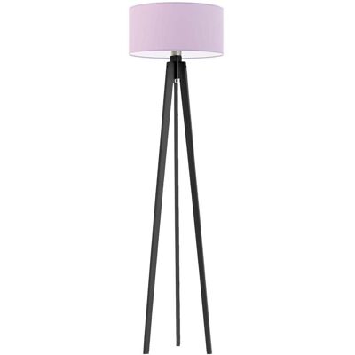 LYSNE Designerska lampa podłogowa LED do salonu na trójnogu Miami, 60 W, E27, jasnofioletowo-hebanowa, 148x40 cm LYSNE Designerska lampa podłogowa LED do salonu na trójnogu Miami, 60 W, E27, jasnofioletowo-hebanowa, 148x40 cm