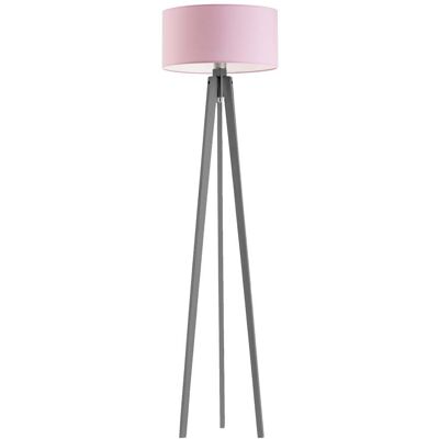 LYSNE Popielata lampa podłogowa do salonu na trójnogu z abażurem LED Miami, 60 W, E27, jasnoróżowo-popielata, 148x40 cm LYSNE Popielata lampa podłogowa do salonu na trójnogu z abażurem LED Miami, 60 W, E27, jasnoróżowo-popielata, 148x40 cm