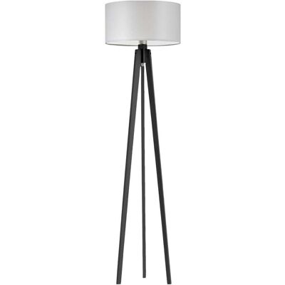 LYSNE Drewniana lampa podłogowa na trójnogu w stylu skandynawskim Miami, 60 W, E27, jasnoszaro-hebanowa, 148x40 cm LYSNE Drewniana lampa podłogowa na trójnogu w stylu skandynawskim Miami, 60 W, E27, jasnoszaro-hebanowa, 148x40 cm