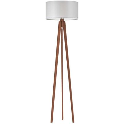 LYSNE Lampa podłogowa na drewnianych nogach Miami, 60 W, E27, jasnoszaro-mahoniowa, 148x40 cm LYSNE Lampa podłogowa na drewnianych nogach Miami, 60 W, E27, jasnoszaro-mahoniowa, 148x40 cm
