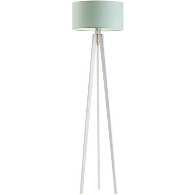 LYSNE Biała lampa podłogowa do salonu na trójnogu z cylindrycznym abażurem Miami, 60 W, E27, miętowo-biała, 148x40 cm LYSNE Biała lampa podłogowa do salonu na trójnogu z cylindrycznym abażurem Miami, 60 W, E27, miętowo-biała, 148x40 cm