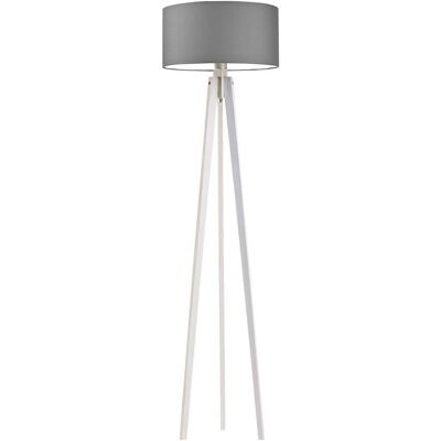 Biała lampa stojąca z abażurem w stylu skandynawskim LYSNE Miami, 60 W, E27, stalowo-biała, 148x40 cm Biała lampa stojąca z abażurem w stylu skandynawskim LYSNE Miami, 60 W, E27, stalowo-biała, 148x40 cm