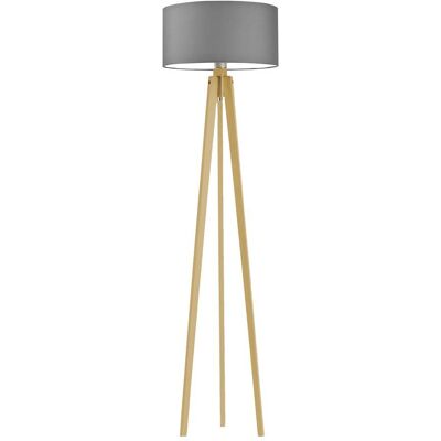 LYSNE Drewniana lampa stojąca na trójnogu z abażurem w stylu skandynawskim Miami, 60 W, E27, stalowo-dębowa, 148x40 cm LYSNE Drewniana lampa stojąca na trójnogu z abażurem w stylu skandynawskim Miami, 60 W, E27, stalowo-dębowa, 148x40 cm