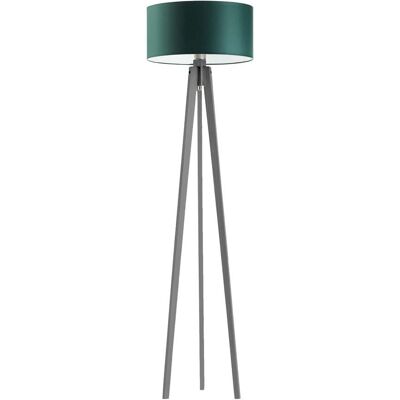 LYSNE Lampa podłogowa na trójnogu z abażurem w stylu urban jungle Miami, 60 W, E27, zieleń butelkowa-popielata, 148x40 cm LYSNE Lampa podłogowa na trójnogu z abażurem w stylu urban jungle Miami, 60 W, E27, zieleń butelkowa-popielata, 148x40 cm