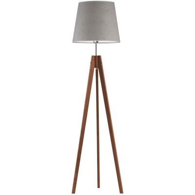LYSNE Lampa podłogowa na 3 drewnianych nogach w stylu skandynawskim ARUBA VELUR - kolor abażura: szary LYSNE Lampa podłogowa na 3 drewnianych nogach w stylu skandynawskim ARUBA VELUR - kolor abażura: szary