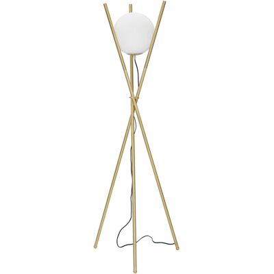 Złota Metalowa Lampa stojąca z Białą Szklaną Kulą - Lampa stojąca Złota Metalowa Lampa stojąca z Białą Szklaną Kulą - Lampa stojąca
