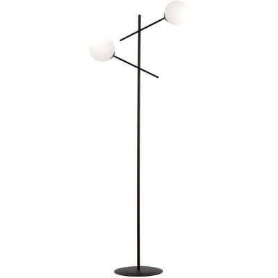 EMIBIG Lampa podłogowa NICEA czarna 2x SZKLANY klosz biały E14 lampa stojąca EMIBIG Lampa podłogowa NICEA czarna 2x SZKLANY klosz biały E14 lampa stojąca