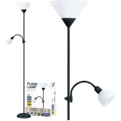 PLATINET Lampa podłogowa stojąca czarna 2w1 LED E27 + E14 PLATINET Lampa podłogowa stojąca czarna 2w1 LED E27 + E14