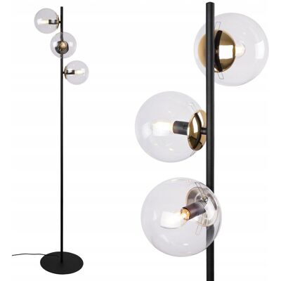 inna (Inny) LAMPA PODŁOGOWA STOJĄCA CZARNA ZŁOTA BEZBARWNE KLOSZE SZKLANE KULE GLAMOUR inna (Inny) LAMPA PODŁOGOWA STOJĄCA CZARNA ZŁOTA BEZBARWNE KLOSZE SZKLANE KULE GLAMOUR