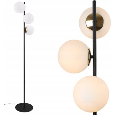 inna (Inny) LAMPA PODŁOGOWA STOJĄCA CZARNA ZŁOTA BIAŁE KLOSZE SZKLANE KULE GLAMOUR inna (Inny) LAMPA PODŁOGOWA STOJĄCA CZARNA ZŁOTA BIAŁE KLOSZE SZKLANE KULE GLAMOUR