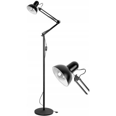 Inny producent Lampa Podłogowa Stojąca do Salonu Czytania E27 Regulacja Wysokości Czarna Inny producent Lampa Podłogowa Stojąca do Salonu Czytania E27 Regulacja Wysokości Czarna