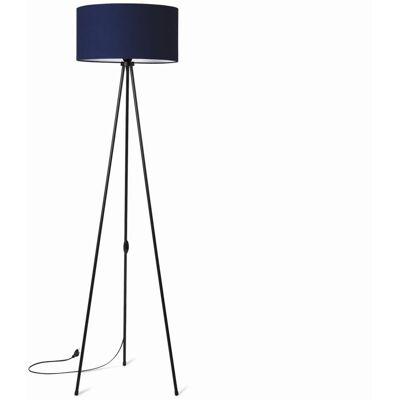 Tornado Lampa podłogowa stojąca do salonu trójnóg metalowy z abażurem granatowym Tornado Lampa podłogowa stojąca do salonu trójnóg metalowy z abażurem granatowym