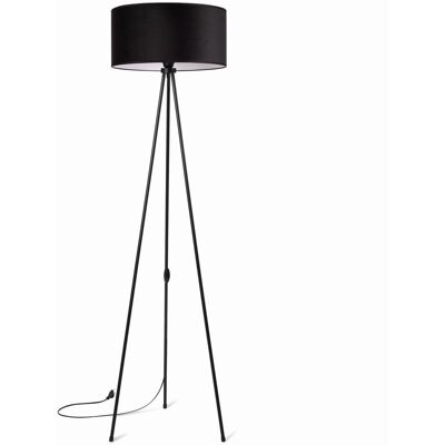 Tornado Lampa podłogowa stojąca do salonu trójnóg metalowy z abażurem welurowym czarnym Tornado Lampa podłogowa stojąca do salonu trójnóg metalowy z abażurem welurowym czarnym