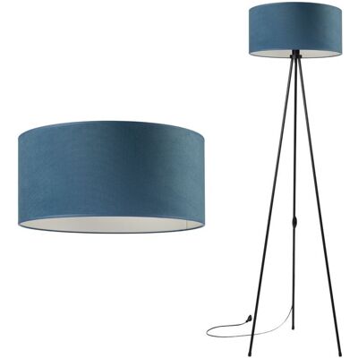 Tornado Lights Lampa podłogowa stojąca do salonu trójnóg metalowy z abażurem welurowym jeansowym Tornado Lights Lampa podłogowa stojąca do salonu trójnóg metalowy z abażurem welurowym jeansowym