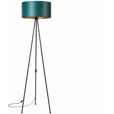 Tornado Lampa podłogowa stojąca do salonu trójnóg metalowy z abażurem zielono-złotym Tornado Lampa podłogowa stojąca do salonu trójnóg metalowy z abażurem zielono-złotym