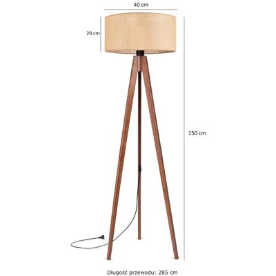 Tornado Lampa podłogowa stojąca do salonu trójnóg z abażurem jutowym beżowym rustykalna Tornado Lampa podłogowa stojąca do salonu trójnóg z abażurem jutowym beżowym rustykalna