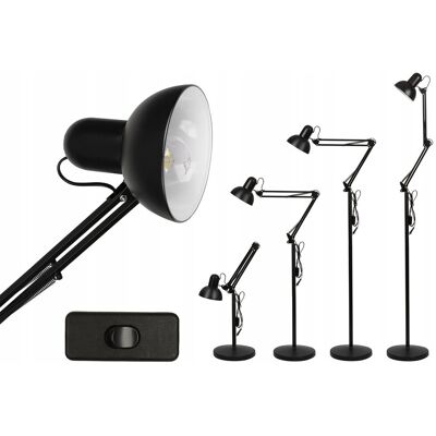 LEDLUX Lampa Podłogowa Stojąca LED do Salonu E27 Czarna do Czytania Regulowana LEDLUX Lampa Podłogowa Stojąca LED do Salonu E27 Czarna do Czytania Regulowana