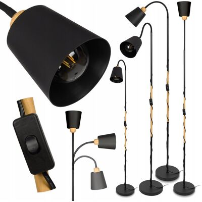 LEDLUX Lampa Podłogowa stojąca LED E27 nowoczesna Czarna Regulowana do salonu Loft LEDLUX Lampa Podłogowa stojąca LED E27 nowoczesna Czarna Regulowana do salonu Loft
