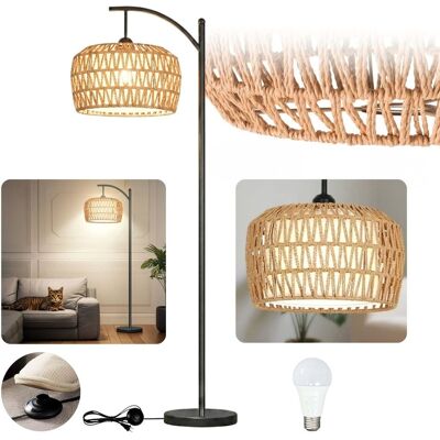 Savineo Lampa Podłogowa wys158cm Sznur Jutowy Pleciona Naturalna BOHO +ŻAR. RGB E27 Savineo Lampa Podłogowa wys158cm Sznur Jutowy Pleciona Naturalna BOHO +ŻAR. RGB E27