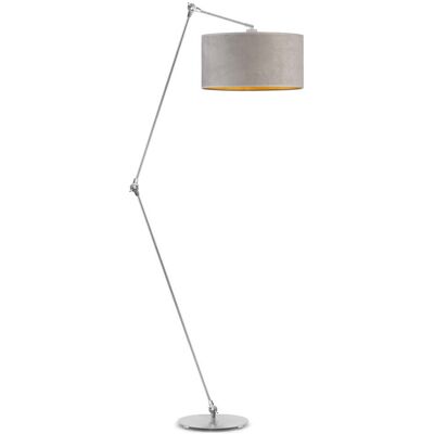 LYSNE Lampa Podłogowa Z Przegubami Bari Velur, Szary Ze Złotym Wnętrzem LYSNE Lampa Podłogowa Z Przegubami Bari Velur, Szary Ze Złotym Wnętrzem