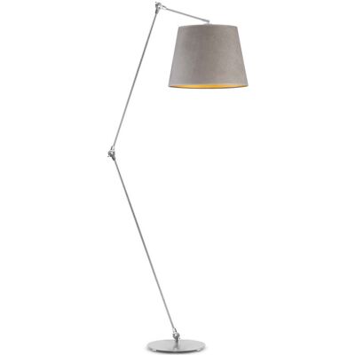 LYSNE Lampa podłogowa z regulacją kąta padania światła MANILA VELUR, szary ze złotym wnętrzem LYSNE Lampa podłogowa z regulacją kąta padania światła MANILA VELUR, szary ze złotym wnętrzem