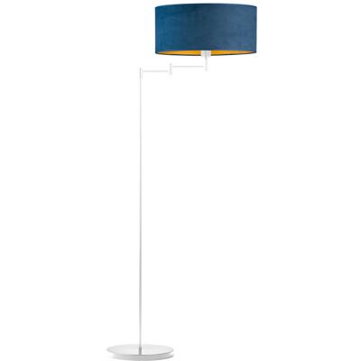 LYSNE Lampa podłogowa z welurowym abażurem CANCUN VELUR 155x63 cm, granatowy ze złotym wnętrzem LYSNE Lampa podłogowa z welurowym abażurem CANCUN VELUR 155x63 cm, granatowy ze złotym wnętrzem