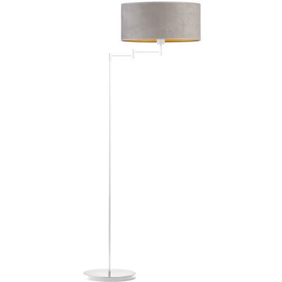 LYSNE Lampa podłogowa z welurowym abażurem CANCUN VELUR 155x63 cm, szary ze złotym wnętrzem LYSNE Lampa podłogowa z welurowym abażurem CANCUN VELUR 155x63 cm, szary ze złotym wnętrzem