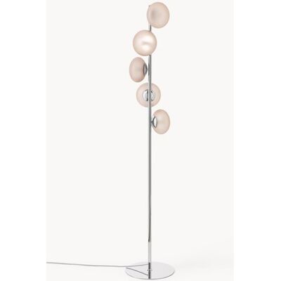 Lampa podłogowa ze szkła Rosia chrom mleczny pudrowy róż Westwing Lampa podłogowa ze szkła Rosia chrom mleczny pudrowy róż Westwing