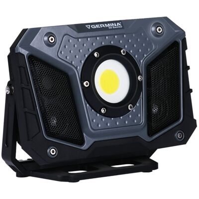 DPM Lampa Robocza Led Ładowalna Z Glośnikiem Bluetooth, 15 W, 1200 Lm, 6500 K, Ip54, Libra, Germina DPM Lampa Robocza Led Ładowalna Z Glośnikiem Bluetooth, 15 W, 1200 Lm, 6500 K, Ip54, Libra, Germina