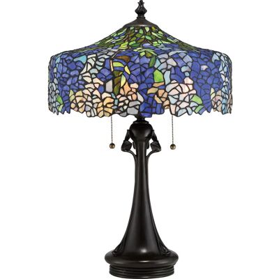 Lampa stołowa Tiffany Cobalt 3-płomienna - Vintage Brąz Lampa stołowa Tiffany Cobalt 3-płomienna - Vintage Brąz