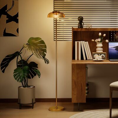 Yulinland Lampa stojąca LED do salonu, lampa podłogowa z ciepłym światłem 3000K, przełącznik nożny, 25 x 25 x 134 cm, mosiądz Yulinland Lampa stojąca LED do salonu, lampa podłogowa z ciepłym światłem 3000K, przełącznik nożny, 25 x 25 x 134 cm, mosiądz