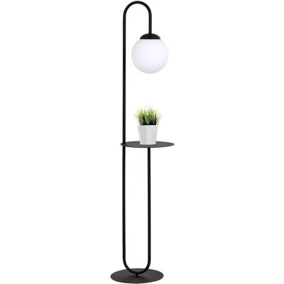EMIBIG Lampa stojąca NICEA czarna Z PÓŁKĄ styl skandynawski KLOSZ BIAŁY 1xE14 EMIBIG Lampa stojąca NICEA czarna Z PÓŁKĄ styl skandynawski KLOSZ BIAŁY 1xE14