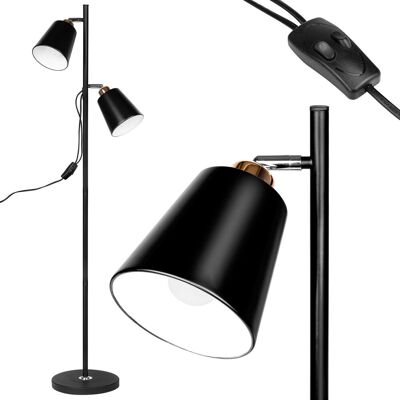 MasterLED Lampa Stojąca Podłogowa LED czarna 140cm Do Czytania 2x E27 czarna złota MasterLED Lampa Stojąca Podłogowa LED czarna 140cm Do Czytania 2x E27 czarna złota