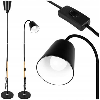 MasterLED Lampa Stojąca Podłogowa LED czarna 145cm Do Czytania E27 regulowana DREWNO MasterLED Lampa Stojąca Podłogowa LED czarna 145cm Do Czytania E27 regulowana DREWNO