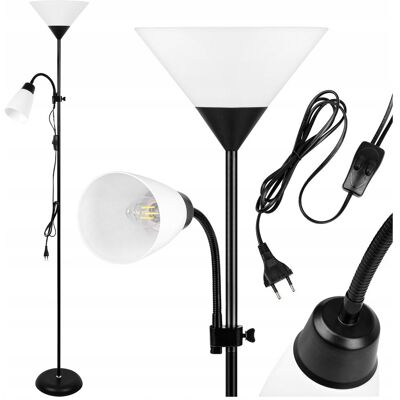MasterLED Lampa Stojąca Podłogowa LED czarna Do Czytania 176cm E27 E14 czarny MasterLED Lampa Stojąca Podłogowa LED czarna Do Czytania 176cm E27 E14 czarny