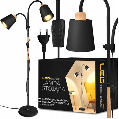 IRM Lampa Stojąca Podłogowa Regulowana 170cm Nowoczesna Na 2x E27 LED Włącznik IRM Lampa Stojąca Podłogowa Regulowana 170cm Nowoczesna Na 2x E27 LED Włącznik
