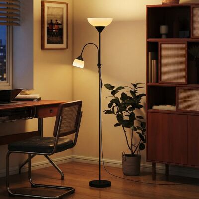 Yulinland Lampa stojąca typu uplighter, lampa matka i dziecko, wysoka lampa z 3 temperaturami barwowymi i elastyczną szyjką łabędzią, czarna Yulinland Lampa stojąca typu uplighter, lampa matka i dziecko, wysoka lampa z 3 temperaturami barwowymi i elastyczną szyjką łabędzią, czarna