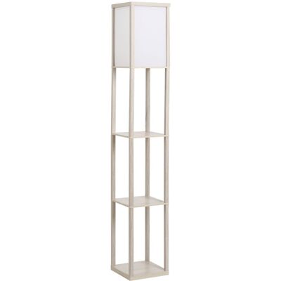 Homcom Lampa Stojąca Z 3 Półkami, E27, 40w, Mdf, Dąb+biel Homcom Lampa Stojąca Z 3 Półkami, E27, 40w, Mdf, Dąb+biel
