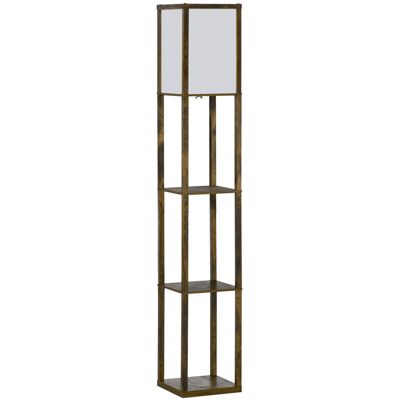 Homcom Lampa stojąca z półkami, E27 do 40W, Rustykalny brąz Homcom Lampa stojąca z półkami, E27 do 40W, Rustykalny brąz