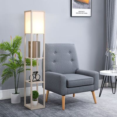 Yulinland Lampa stojąca z półkami, lampa podłogowa, drewno, 26 x 26 x 160 cm, do salonu/sypialni (bez żarówki) Yulinland Lampa stojąca z półkami, lampa podłogowa, drewno, 26 x 26 x 160 cm, do salonu/sypialni (bez żarówki)