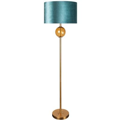 Eurofirany Lampa Stojąca Z Welwetowym Abażurem Musa 46X165 Turkusowa + Złota Eurofirany Lampa Stojąca Z Welwetowym Abażurem Musa 46X165 Turkusowa + Złota