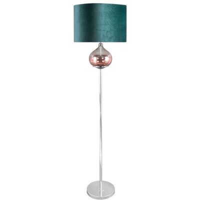 Eurofirany Lampa Stojąca Z Welwetowym Abażurem Salvia2 43X157 Szałwiowa + Miedziana Eurofirany Lampa Stojąca Z Welwetowym Abażurem Salvia2 43X157 Szałwiowa + Miedziana