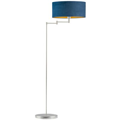 LYSNE Lampa stojąca z włącznikiem nożnym CANCUN VELUR, granatowy ze złotym wnętrzem LYSNE Lampa stojąca z włącznikiem nożnym CANCUN VELUR, granatowy ze złotym wnętrzem