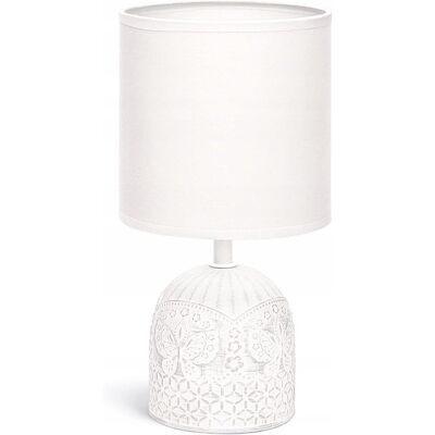Inny producent LAMPA STOŁOWA 13X26CM CERAMICZNA BIAŁA KLOSZ TKANINA E14 DEKORACYJNA Inny producent LAMPA STOŁOWA 13X26CM CERAMICZNA BIAŁA KLOSZ TKANINA E14 DEKORACYJNA