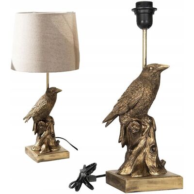 Skandi.pl LAMPA STOŁOWA BIURKOWA NOCNA E27 ZŁOTA PTAK KRUK 41cm do salonu sypialni Skandi.pl LAMPA STOŁOWA BIURKOWA NOCNA E27 ZŁOTA PTAK KRUK 41cm do salonu sypialni