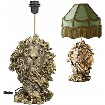 Skandi.pl LAMPA STOŁOWA BIURKOWA NOCNA LEW ZŁOTA 47cm E27 DO SALONU DOMU GLAMOUR Skandi.pl LAMPA STOŁOWA BIURKOWA NOCNA LEW ZŁOTA 47cm E27 DO SALONU DOMU GLAMOUR