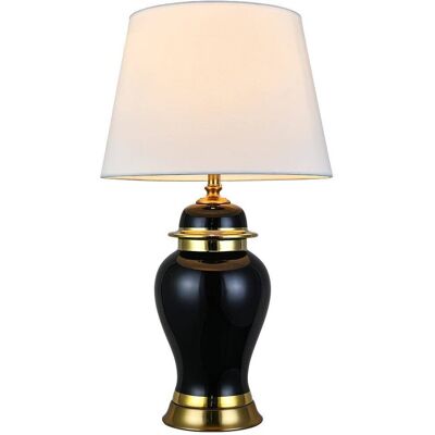 COMO HOME Lampa stołowa ceramiczna RONDA czarna złota COMO HOME Lampa stołowa ceramiczna RONDA czarna złota