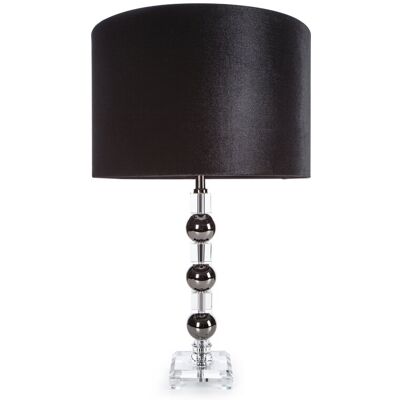 Eurofirany Lampa stołowa czarna NIKOL z szklaną podstawą i welwetowym abażurem Eurofirany Lampa stołowa czarna NIKOL z szklaną podstawą i welwetowym abażurem